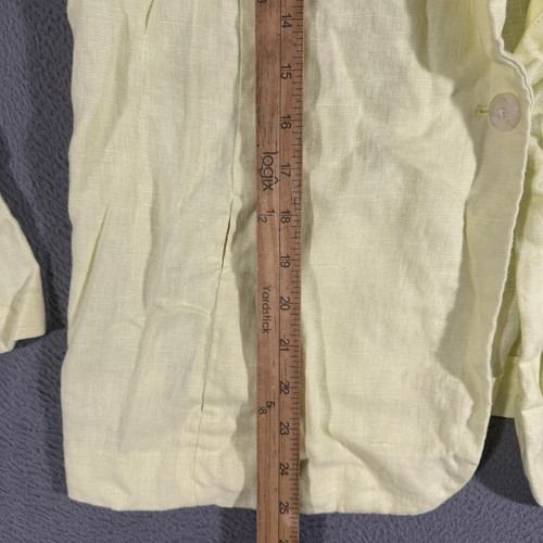 J Jill Love Linen Blazer Bright Yellow Summer Chic One Button Lightweight Size L - Picture 5 of 6