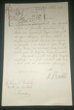 BOSELLI AUTOGRAPH SIGNATURE ON LETTER FIRST SECRETARY MAURITIAN MAGISTERIUM 1920