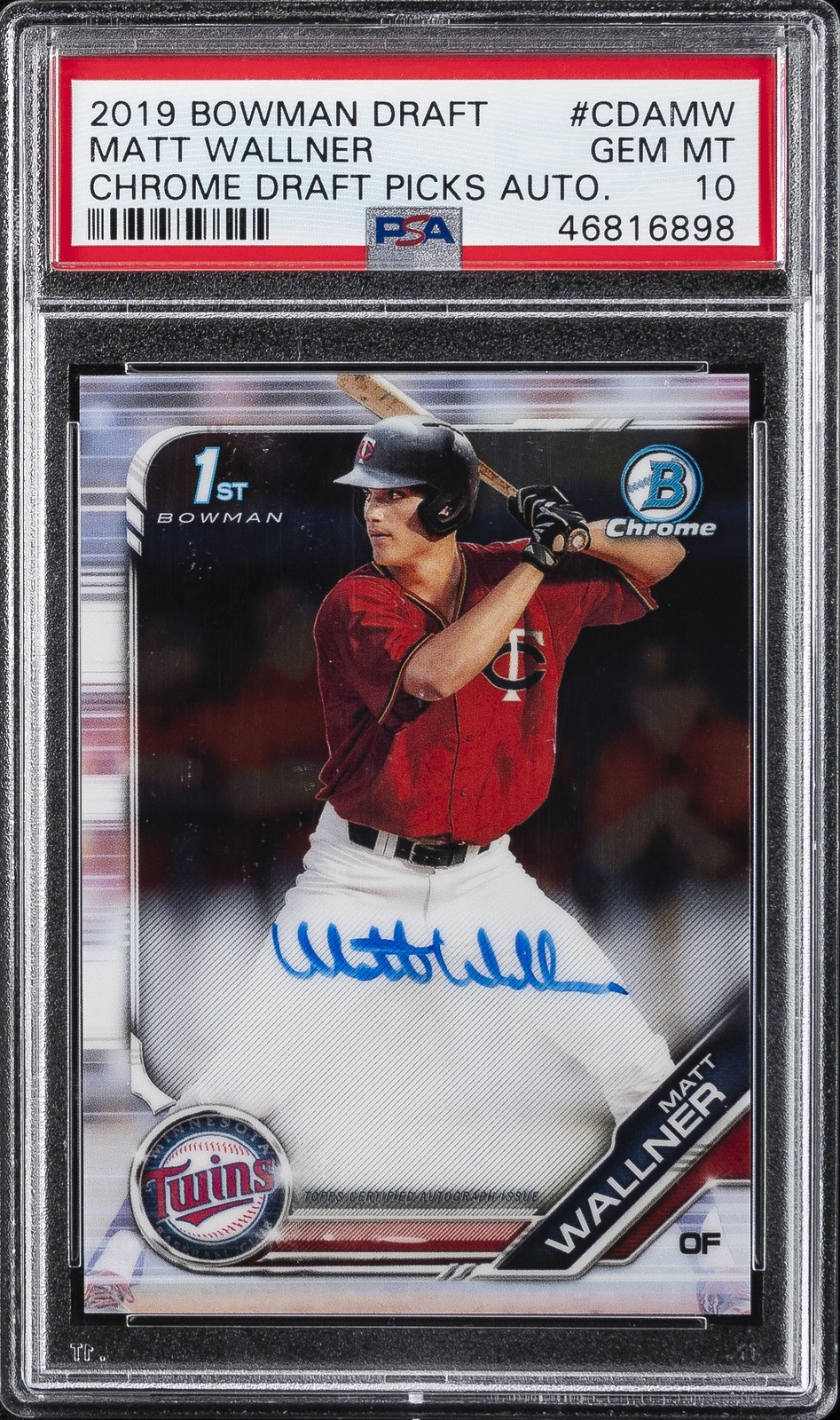 2019 BOWMAN DRAFT CHROME DRAFT PICKS AUTO #CDAMW MATT WALLNER PSA 10 AUTO