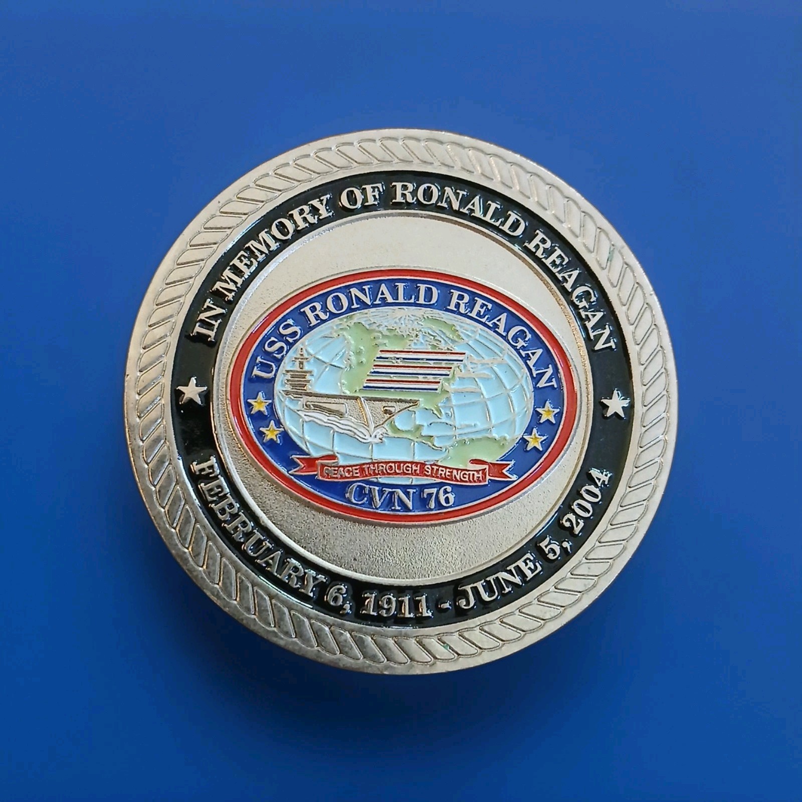 SUPER RARE NAVY COIN USS RONALD REAGAN CVN76 CHIEF PETTY OFFICER'S MESS 76 LOOK!-image