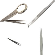 6X Loupe Jewelers Tweezers Magnifying Glass Pick Up Beading Hobby Crafting Tool