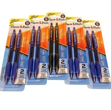Paper Mate Gel Pen Lot Of 10 Profile Retractable Medium Point 8 Blue 2 Black 