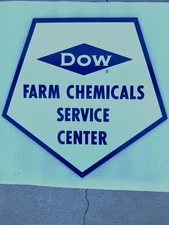 VINTAGE DOW FARM CHEMICALS SERVICE CENTER METAL SIGN - NEW OLD STOCK