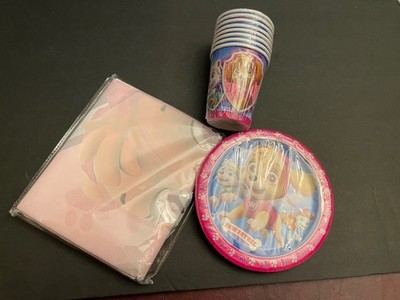 Paw Patrol Skye party tableware, kid's party, plates, cups, backdrop, pink, NEW