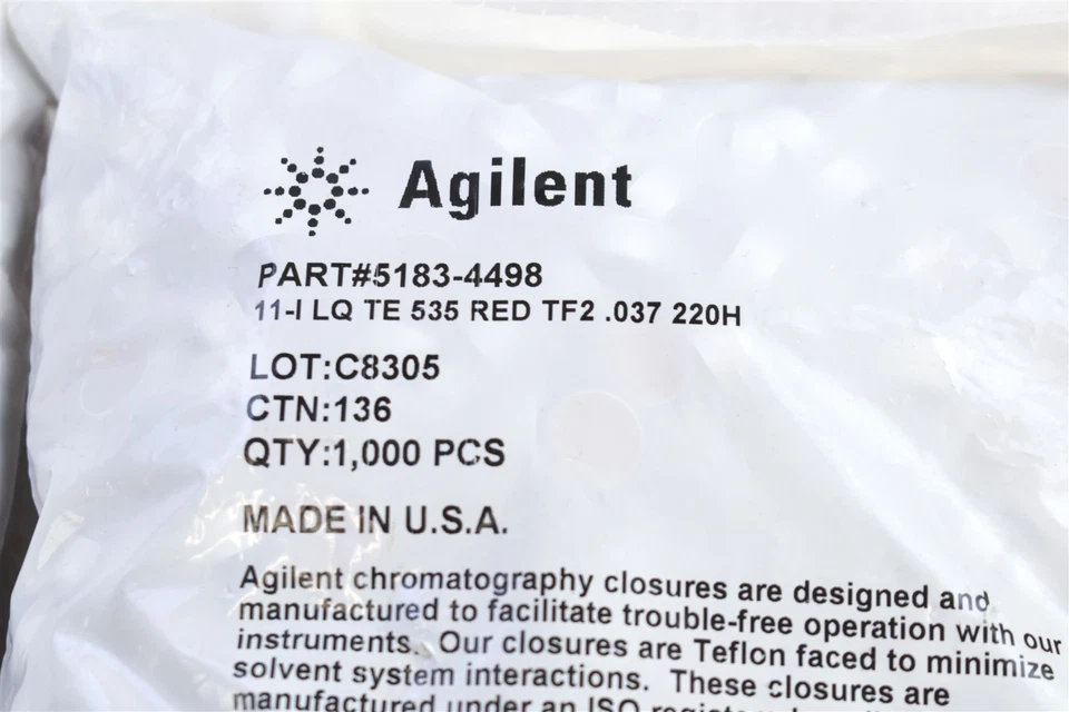 LOT of 2 Agilent 5183-4498 11mm Aluminum Crimp Cap PTFE/Red Rubber Septa 1000/ct - Image 2 of 3