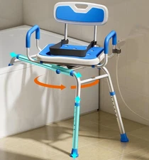 Sliding Shower Chair with Padded 360° Swivel Seat, 330lbs Tub Transfer Bench