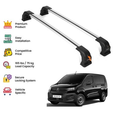 Silver Premium Roof Rack Cross Bars  For Citroen Berlingo 2008-2018 (B9)