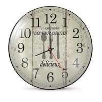 Esperanza Wanduhr Paris Leise Quarz Uhr 30Cm Durchmesser Kunstdruck Dekoration