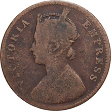 [#1512703] British India, Victoria, 1/4 Anna, 1890, Calcutta, Copper, VF