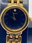 Seiko Ladies V400-999 Watch Gold Layered 20mm diamond Accent New Batt Test Works