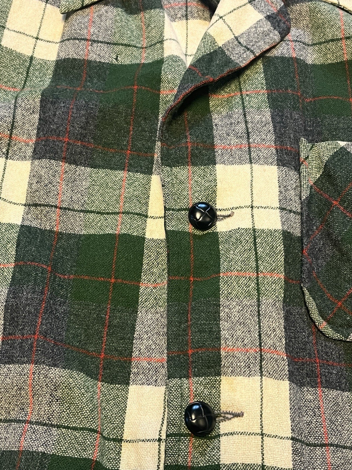 Vtg 60s Pendleton medium 3 Button Blazer Green Pl… - image 3