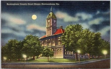 Vintage Rockingham County Court House Harrisonburg VA Linen Postcard