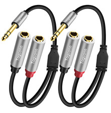 2-Pack 1/4 Inch TRS Stereo Splitter Y Adapter, 6.35Mm Stereo Male to Dual 6.35 M
