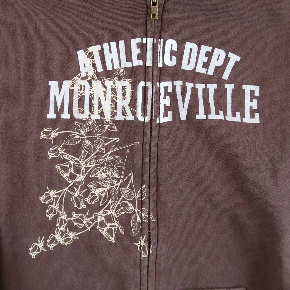 Sudadera con Capucha Y2K Antigua Azul Marino Marrón Cremallera Mujer Talla XL Monloeville Foto 4 de 4