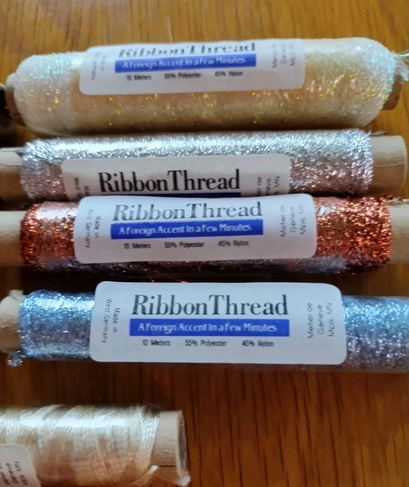 VTG West Germany Rayon Ribbon Thread Lot- Mixed Colors -9 spools-10m--#D - Image 2 of 3