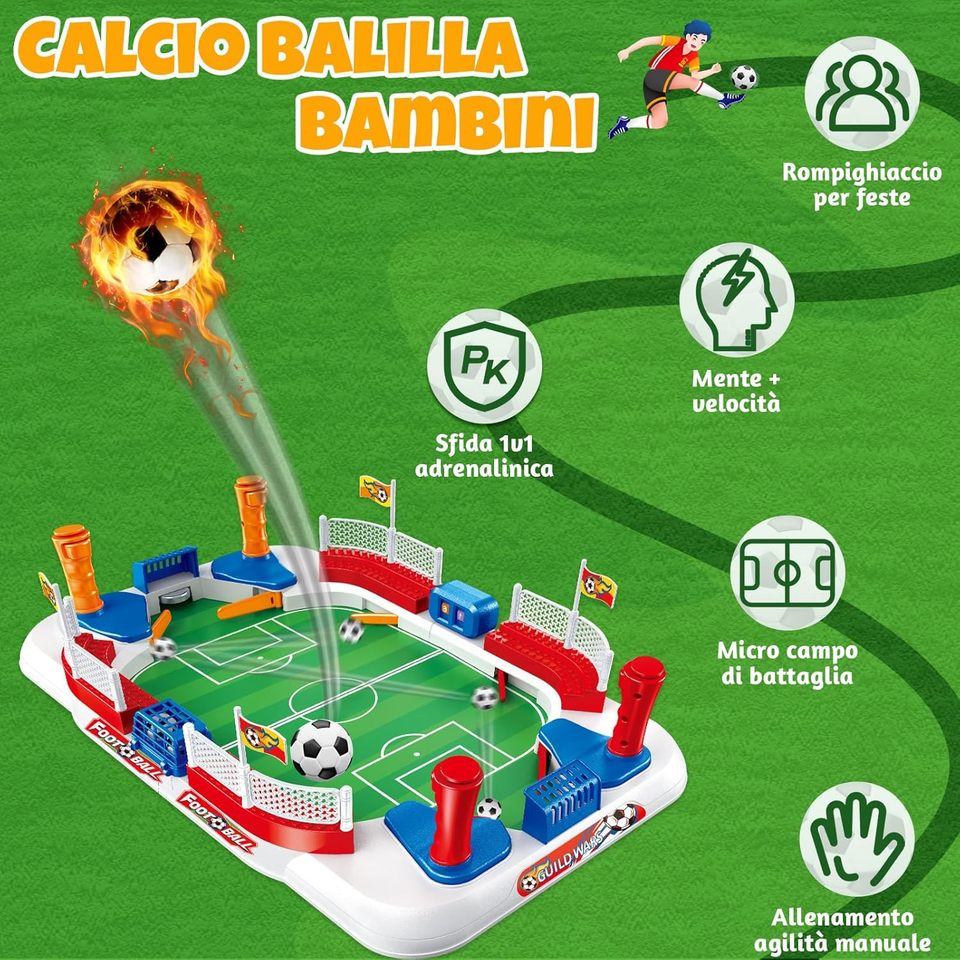 CALCETTO DA TAVOLO calcio balilla bambini gioco biliardino 12 giocatori