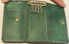 Louis Vuitton LV Logo Green EPI 4 Key Case Holder Cles   Auth