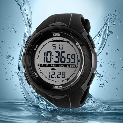SKMEI 1025 Uomini Sport Orologio 5ATM Immersione Nuoto Arrampicata LED  DIGITALE Militare all'Aperto | eBay