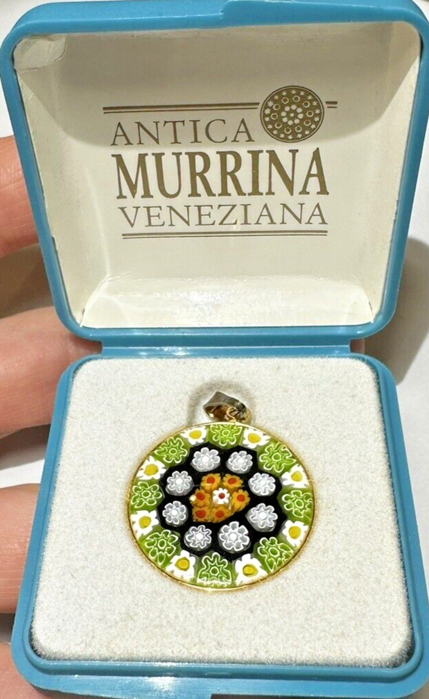 ANTICA MURRINA VENEZIANA ペンダントチャーム　ネックレス Antica Murrina Veneziana Green Yellow Glass MILLEFIORI Pendant