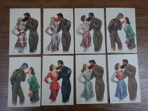 8 CPSM Carte Postale MILITAIRE ILLUSTRATEUR vers 1945 SERIE UNIFORMES Mirambeau - Foto 1 di 3