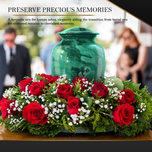 Cremation Urn for Adult Ashes Forever Lane Hand-Painted Large Marble Green Urn - Picture 4 of 7