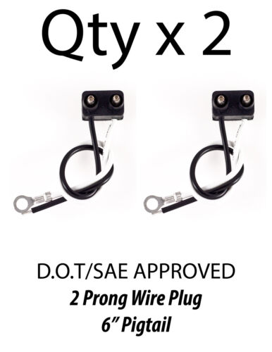 2 Prong Pigtail Wire Plug for Truck Trailer Side Marker Clearance Lights - Qty 2 - Picture 1 of 4