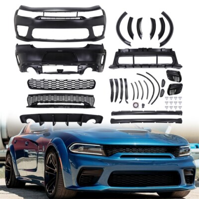 Fit For 2015-2023 Dodge Charger Widebody Kit Front and Rear Bumper Hellcat Style