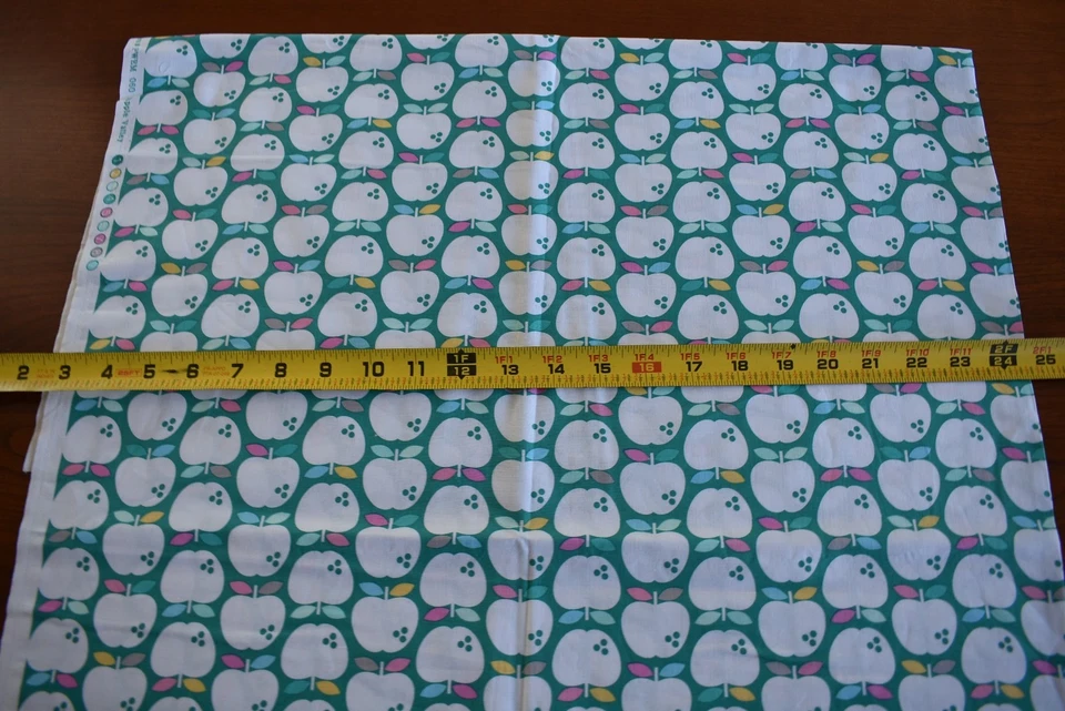 18" Long, White Apples on Green Quilt Cotton, FreeSpirit, McMorris, N3696 - Image 3 of 4