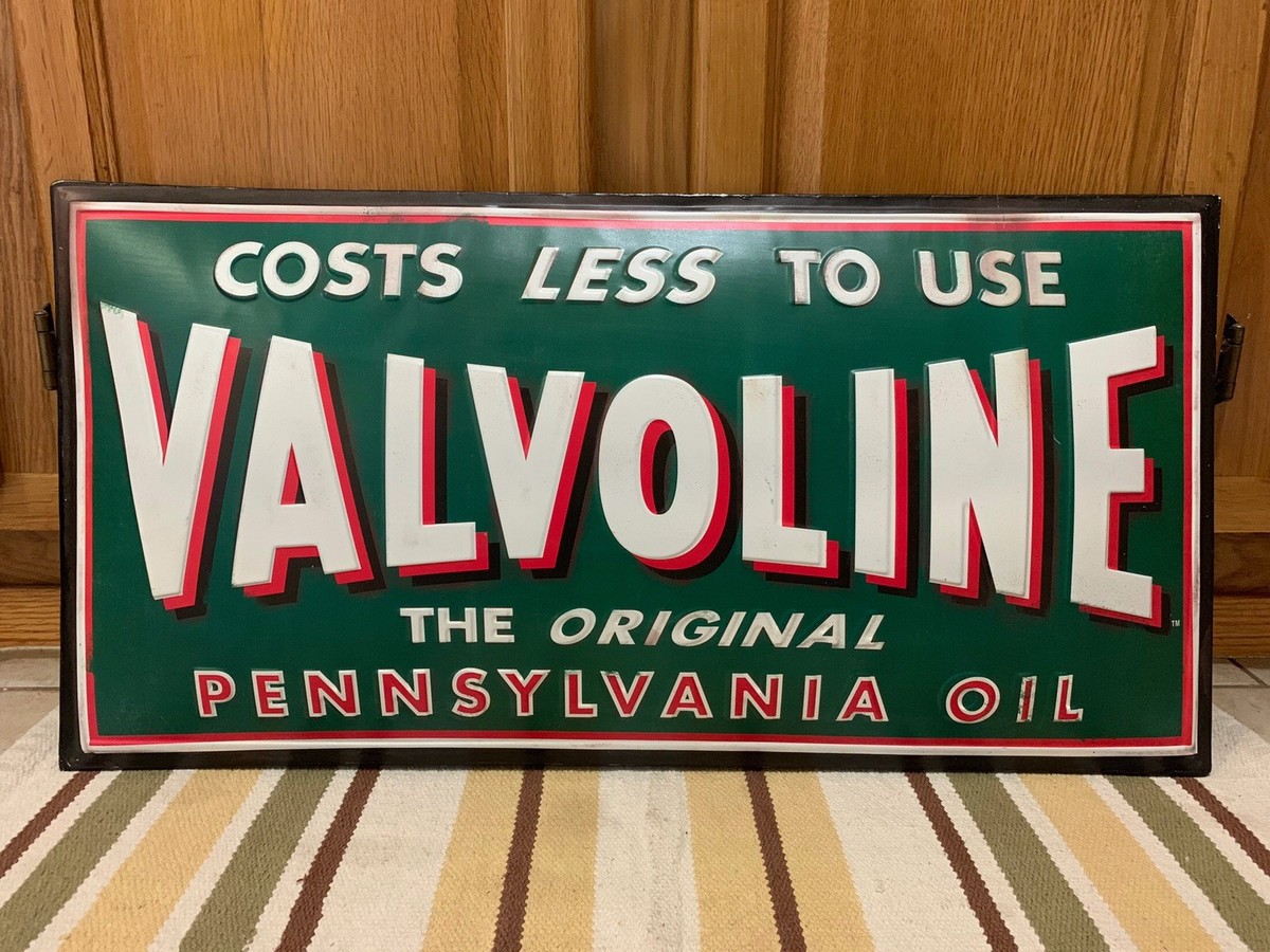インテリア木製看板VALVOLINE OIL検)アドバタイジングUSA60s Valvoline Pennsylvania Oil Sign Motor Gas Pump Station Garage