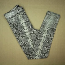 Hudson Barbara Super Skinny Jeans Women's Size 25 Coated Gray Metallic Python