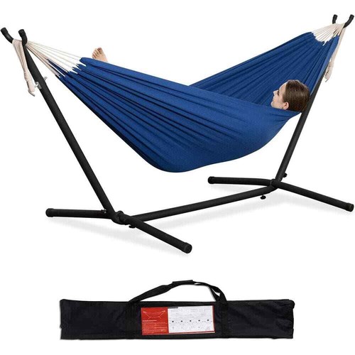 9 ft. 2-Person Heavy Duty Double Hammock with Space Saving Steel Stand, 450 lbs.