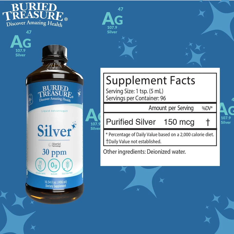 Buried Treasure Silver Advanced Immune 30 PPM prata para adultos e crianças - Imagem 2 de 4