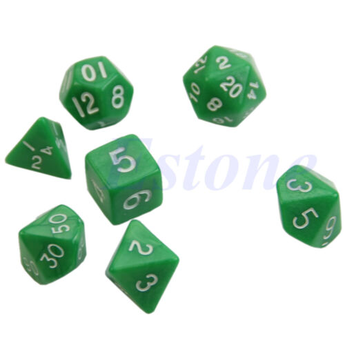 7x Black Sided Dice D4 D6 D8 D10 D12 D20 RPG Poly Game Set - Picture 8 of 10