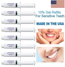 8 Syringe 10 % Teeth Whitening FOR SENSITIVE TOOTH BLEACHING Whitener Gel White 