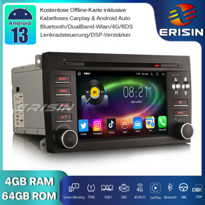 8-Kern 64GB Android 14 Porsche Cayenne Autoradio GPS CarPlay  DAB+ DTV OBD2 Wifi