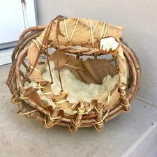 Primitive Twisted Handle Wood Branches Gathering Coconut Husk Twig Basket