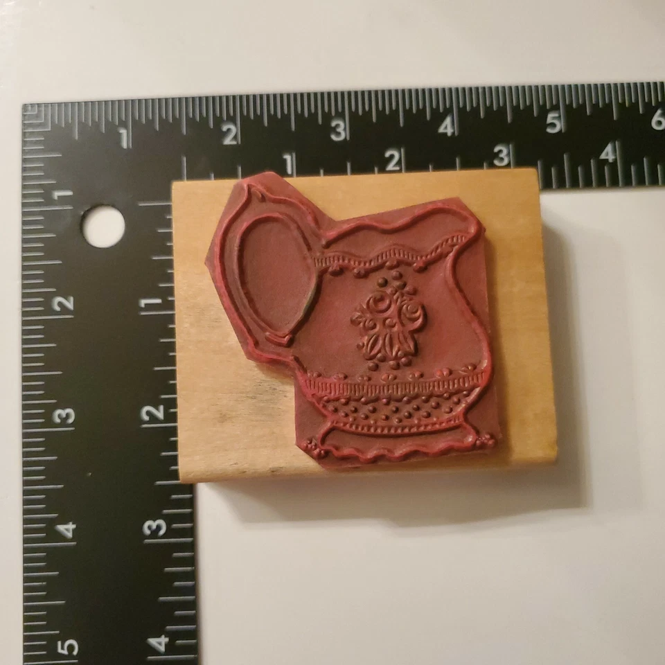 Резиновый штамп чайник викторианский деревянный для рукоделия - Изображение 4 из 4