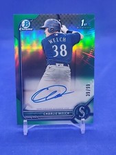 2022 Bowman Chrome Charlie Welch 1st Auto True Green Refractor /99