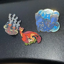 Mini Museum Fifth Edition Enamal Lapel Pins - Lot Of 3 - Fish Dinosaur Planet