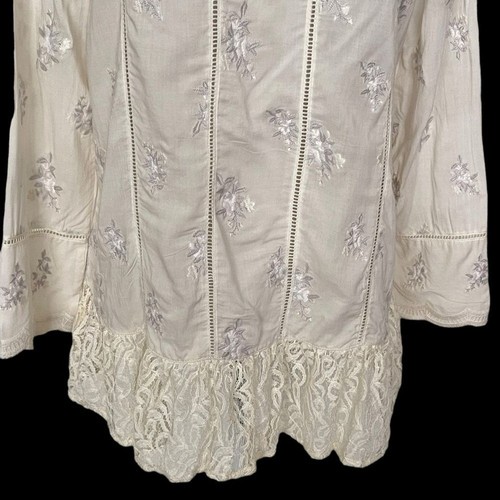 Top Sundance con ojales bordados de encaje para mujer talla XSP marfil mangas largas - Imagen 5 de 7