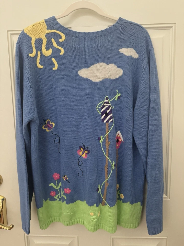 Rare NWT Quacker Factory Gardening Angel Embellished Festival Sweater ~ Size L - Image 4 of 4