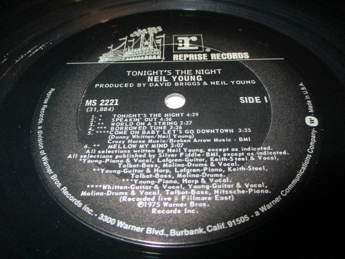 1976 NEIL YOUNG Tonight's The Night Blotter G/F LP Reprise +Insert