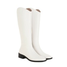 Women's Knee High Riding Boots Runway Leather Side Zip Low Heels Shoes Winter