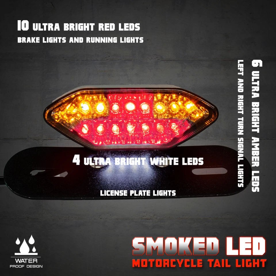 Luz trasera integrada LED señal de giro freno matrícula motocicleta quad ATV -C Foto 2 de 4