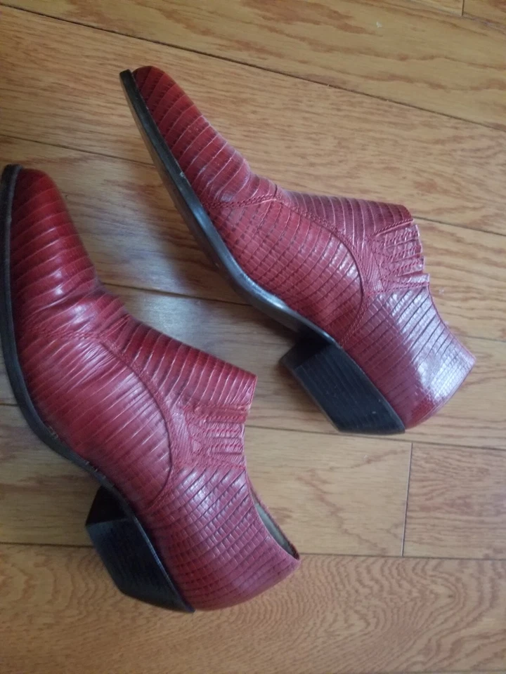 ZAPATOS VAQUEROS OCCIDENTALES DE PIEL DE SERPIENTE ROJA VINTAGE NINE WEST TALLA 6,5 Foto 2 de 4