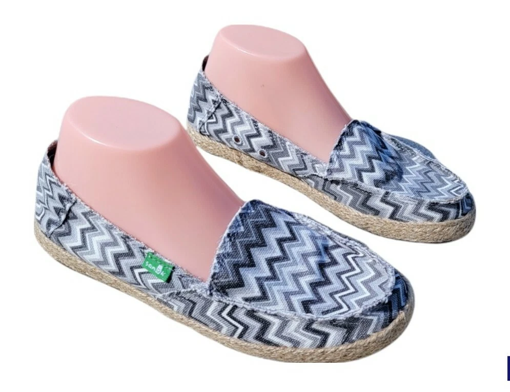 Sanuk Funky Fiona Donna Chevron Slip On Espadrille Shoes Size 7