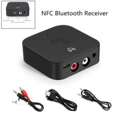 DV5V Bluetooth 5.0 Receiver Wireless 3.5mm Jack AUX NFC to 2 RCA Stereo Adapter