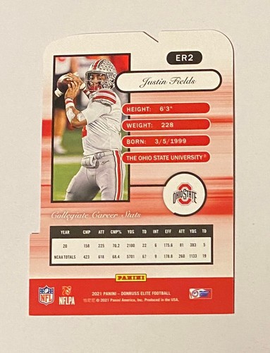 Panini Donruss Elite 2021 Justin Fields Aspirations troquelado/99 #ER2 RC SP - Imagen 2 de 2
