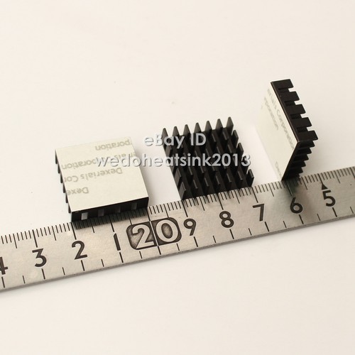 5pcs 20x20x6mm Black Anodized and Slotted Aluminum IC Cooling Cooler Heatsink - Afbeelding 2 van 5