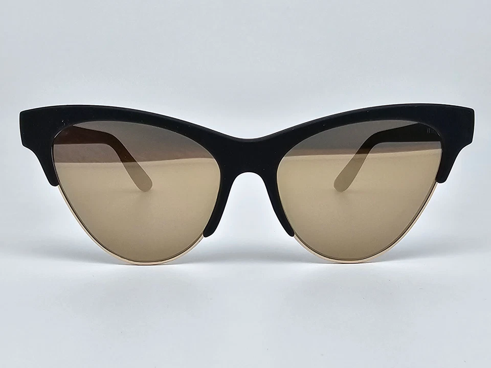 Gafas de sol Le Specs Kin Ink marco negro mate espejo dorado lentes planas ojo de gato 55 mm Foto 3 de 4